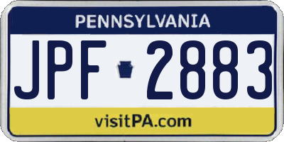 PA license plate JPF2883