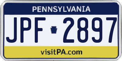 PA license plate JPF2897