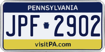 PA license plate JPF2902