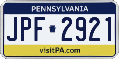 PA license plate JPF2921