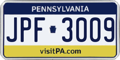 PA license plate JPF3009