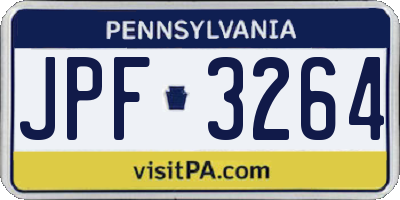 PA license plate JPF3264