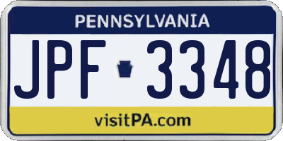 PA license plate JPF3348