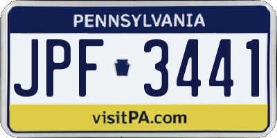 PA license plate JPF3441