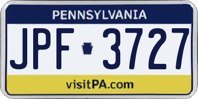 PA license plate JPF3727