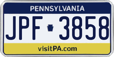 PA license plate JPF3858