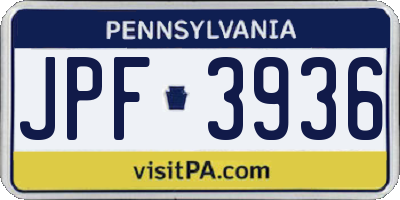 PA license plate JPF3936