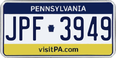 PA license plate JPF3949