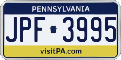 PA license plate JPF3995