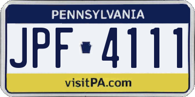 PA license plate JPF4111