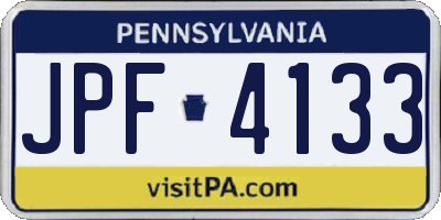 PA license plate JPF4133