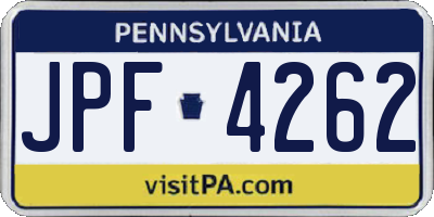 PA license plate JPF4262