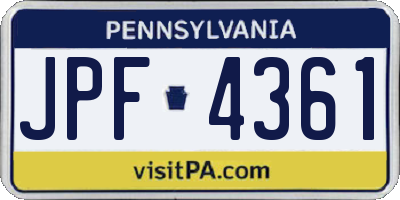 PA license plate JPF4361