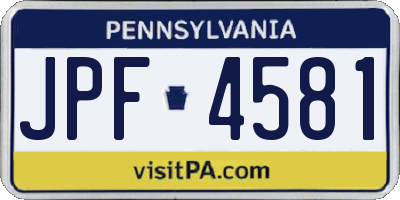 PA license plate JPF4581