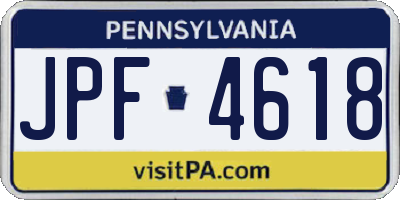 PA license plate JPF4618