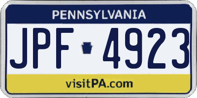 PA license plate JPF4923