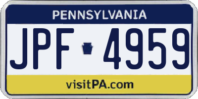 PA license plate JPF4959