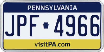 PA license plate JPF4966