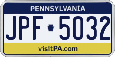 PA license plate JPF5032