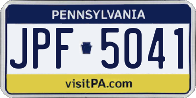 PA license plate JPF5041