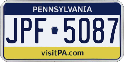 PA license plate JPF5087
