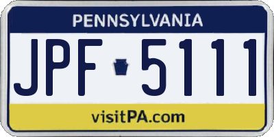 PA license plate JPF5111