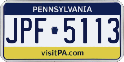 PA license plate JPF5113