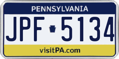 PA license plate JPF5134
