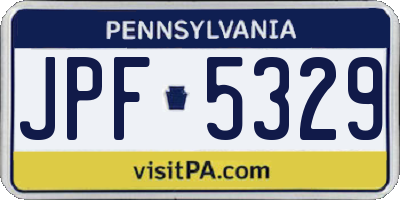 PA license plate JPF5329