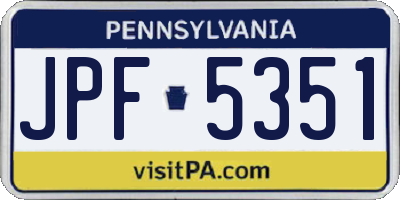 PA license plate JPF5351