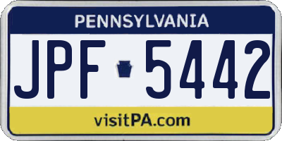 PA license plate JPF5442