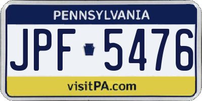 PA license plate JPF5476