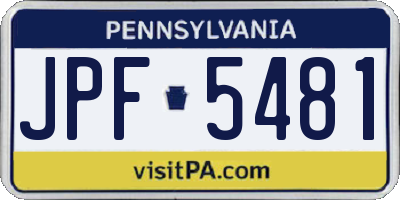 PA license plate JPF5481