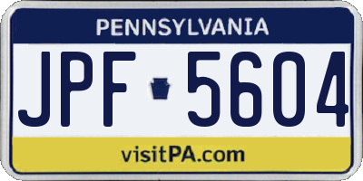 PA license plate JPF5604
