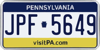 PA license plate JPF5649