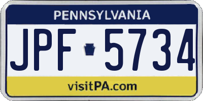 PA license plate JPF5734