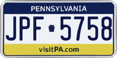 PA license plate JPF5758