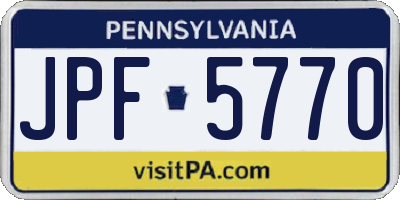 PA license plate JPF5770