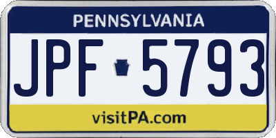 PA license plate JPF5793