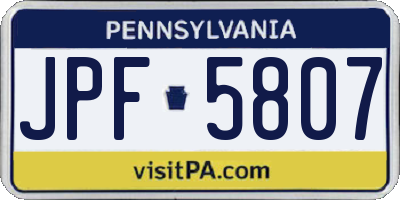 PA license plate JPF5807