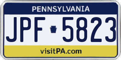 PA license plate JPF5823