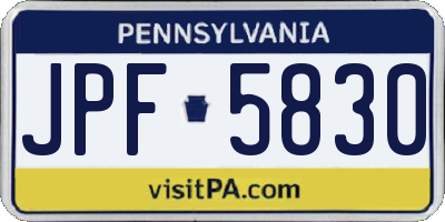 PA license plate JPF5830