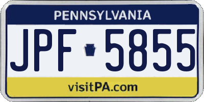 PA license plate JPF5855