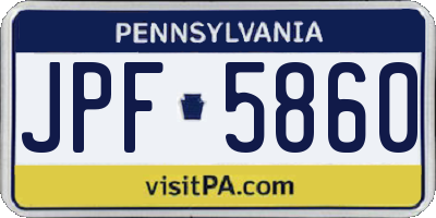 PA license plate JPF5860