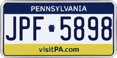 PA license plate JPF5898