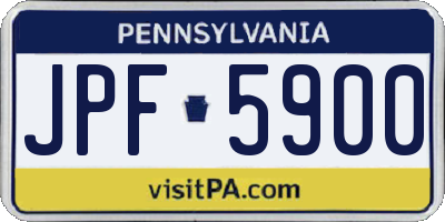 PA license plate JPF5900