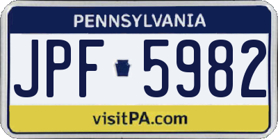 PA license plate JPF5982