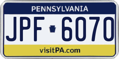 PA license plate JPF6070