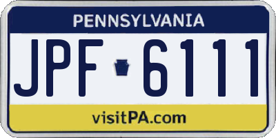 PA license plate JPF6111