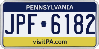 PA license plate JPF6182